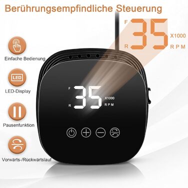 Електричний фрезер для нігтів Nagelfräser 35000 об/хв з LED дисплеєм, 35W, Touch-керування, для манікюру та педикюру в салоні та вдома