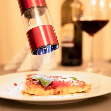 Електричні перечниці Relaxdays 2 шт. з LED-підсвіткою, стильні, з нержавіючої сталі, червоні