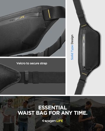 Чоловіча та жіноча поясна сумка Spigen Klasden Bauchtasche для подорожей, спорту та активного відпочинку - чорна
