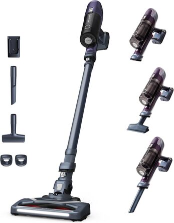 Пылесос Rowenta X-Pert 6.60 Essential аккумуляторный, 100 Вт, 45 мин работы, без мешка, LED-насадка, съемный аккумулятор, насадка для щелей и держатель для стены, фиолетовый/черный, RH6838 X-Pert 6.60 Essential лиловый/серый