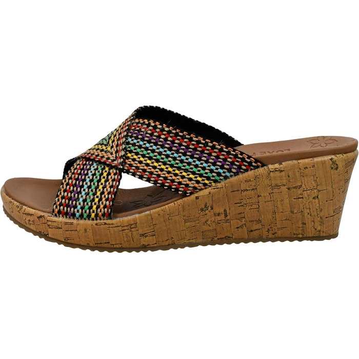 Босоніжки жіночі Skechers Beverlee-Delighted на танкетці, 37 EU, широка колодка, багатокольорові