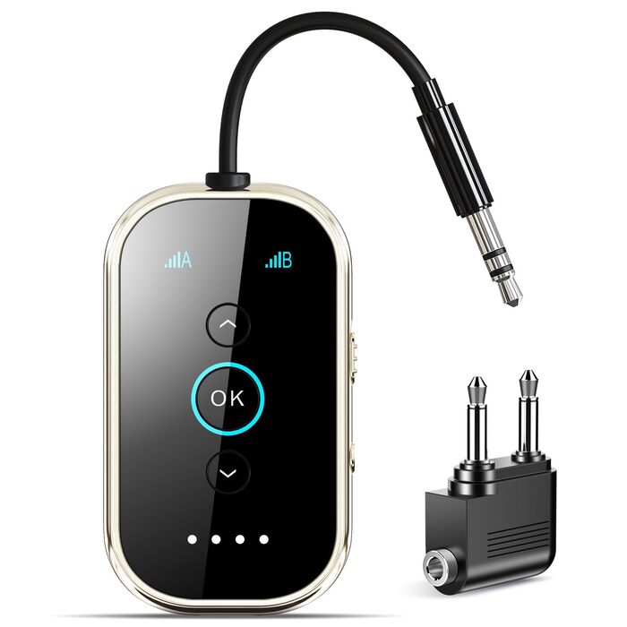 Bluetooth 5.4 адаптер-ресивер 2-в-1 SINZONeu з aptX HD та Dual Link для ТВ, авто та літака, підтримка двох навушників одночасно