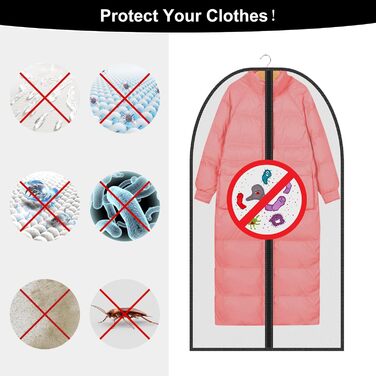 12 містких мішечків для одягу з блискавкою, прозорі чохли для одягу, захисні мішечки від пилу для костюмів, суконь, пальто, курток. Організація зберігання одягу