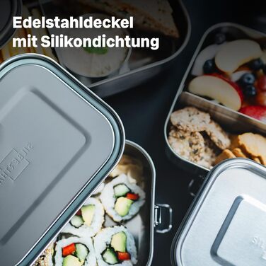 Stainless Steel Lunch Box with Compartments, 3-Piece Set – Lunchbox for Kids & Adults – Leakproof & Lightweight - Flexible Divider