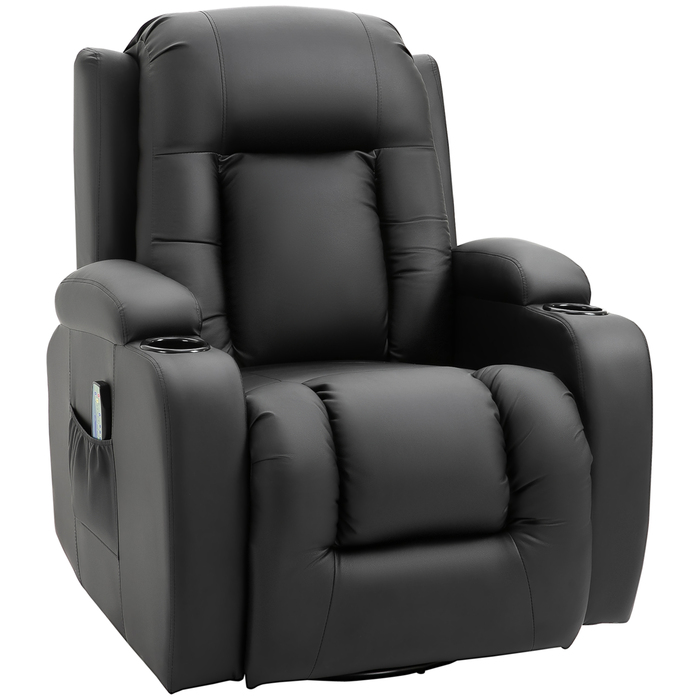 HOMCOM Massage Chair, Recliner Chair, Heated Recliner Chair, TV Recliner with Reclining Function, Recliner Chair with Remote Control, Black | Aosom