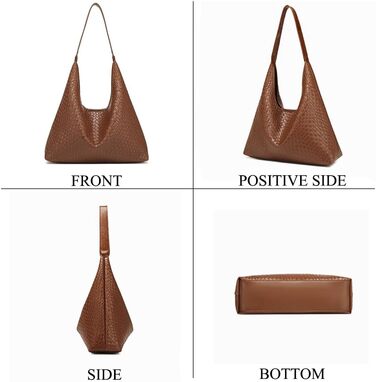 Жіноча сумка-хобо з екошкіри, велика місткість, плечова сумка з ручкою (коричнева)