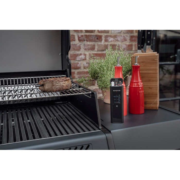 Беспроводний термометр для гриля Santos – Контроль через додаток (Android & iOS) – Дальність 100м – Подвійний датчик – До 300°C – Магнітне кріплення