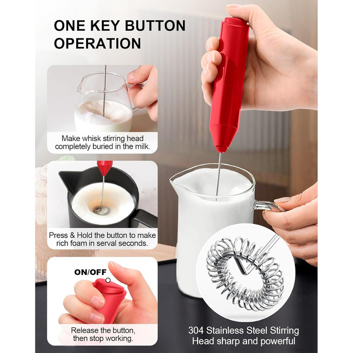 Ручний пінозмішувач COKUNST для матча, кави, гарячого шоколаду та лате - чорний (без підставки)