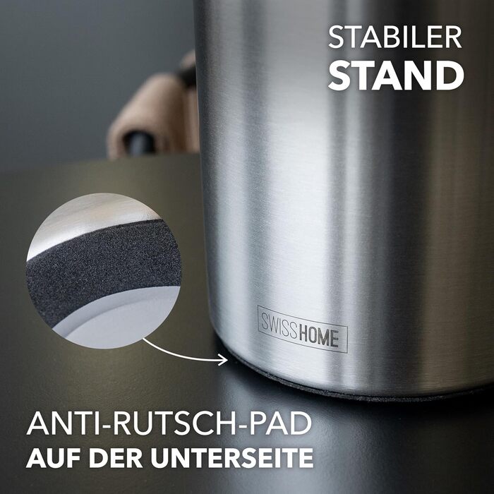 SWISS HOME® Охолоджувач для пляшок вина, шампанського та ігристого вина з нержавіючої сталі, подвійні стінки, у подарунковій коробці