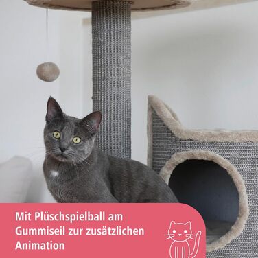 Кігтеточка для котів Kerbl Tiana, сіра, 73,5x45x130 см, для кількох котів, з покриттям з сизалю, знімні подушки