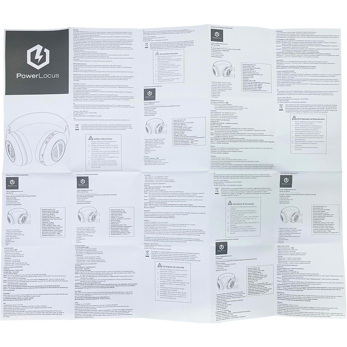 PowerLocus Bluetooth навушники Over-Ear, бездротові, складні, з мікрофоном, Hi-Fi стерео, глибокий бас, м'які амбушюри, для телефону, планшета, ПК - асфальтово-сірий