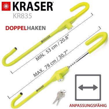 KRASER KR835 Високозахисний замок-блокіратор на кермо і педалі для авто, універсальний протиугонний замок-скоба для легкових автомобілів, мікроавтобусів, автодомів