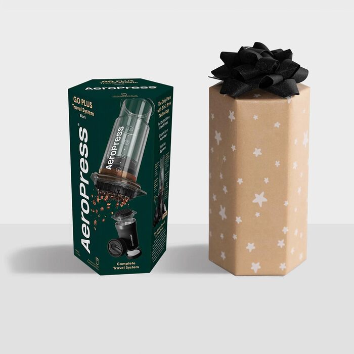 AeroPress Go Plus – портативна кавоварка 3-в-1 для подорожей і кемпінгу, французький прес, пуровер, еспресо, насичена кава без гіркоти, чорна