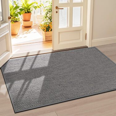 Килимок для дому LEKEEPGO 43 x 75 см, сірий, антиковзаючий, миючий, для входу, поглинаючий бруд
