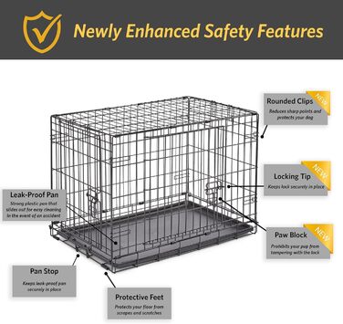 Кія Hundebox B24 для собак, 61 см, для малих порід, з однодверним доступом, витривала, з піддоном, захистом для підлоги та патентованими функціями (76 x 51 x 53 см, 2 двері)