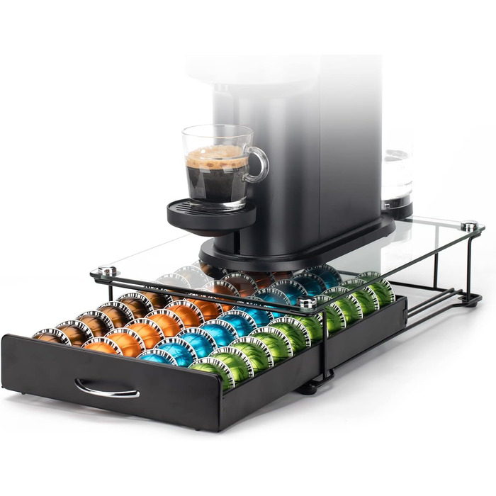 Тримач для капсул Vertuo HiveNets – органайзер для 40 капсул Nespresso VertuoLine, металева сітка, чорний
