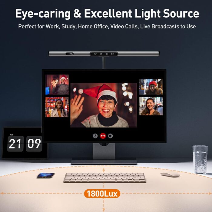 LED лампа для столу AmazLit з доглядом за очима, регульована яскравість та колірна температура, без відблиску, з жестами, пам'ять, 12W