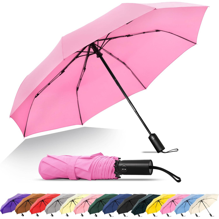 Водонепроникний парасолька SoulRain для подорожей та авто: компактний, великий, для гольфу (рожевий)