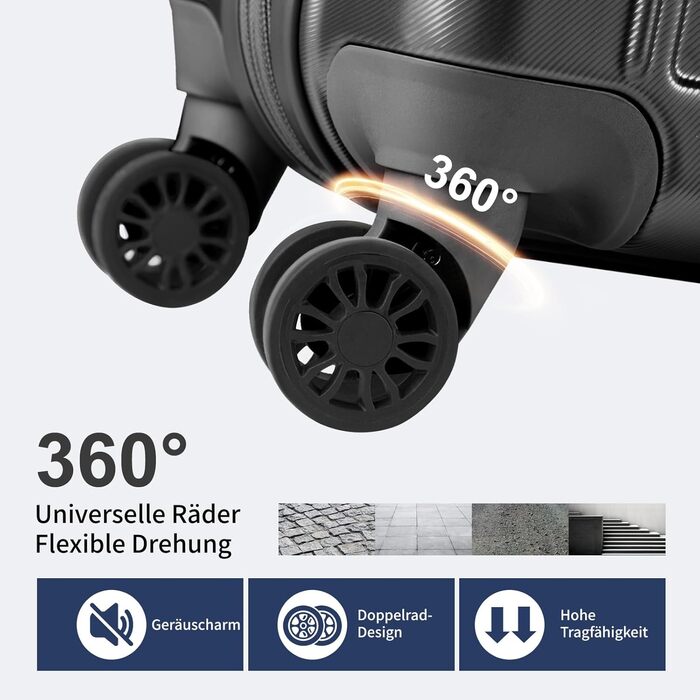 Набір валіз LALAHO 3 шт. з жорстким корпусом, великий дорожній набір валіз на колесах, ABS+PC, ручна поклажа, набір валіз з жорстким корпусом, м'ятно-зелений (чорний-2, набір валіз 2 шт.)