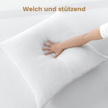 BedStory Pillowcases 80x80 2-Pack with Removable Bamboo Fiber Cover, Anti-Mite and Antibacterial Pillow Filled with 1500g x 2 Microfiber, Hypoallergenic, Comfortable, Soft, and Breathable Pillow - 2 Pieces (1 Pack) 80x80cm