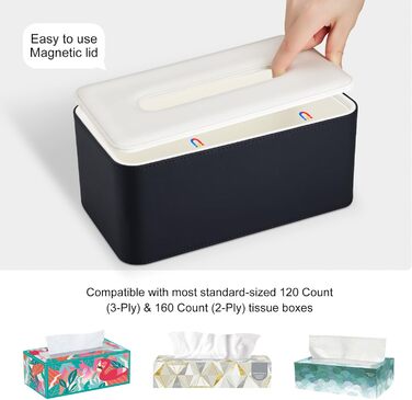 Стильна коробочка для серветок KINGFOM з PU шкіри - для офісу, авто, дому (чорний)