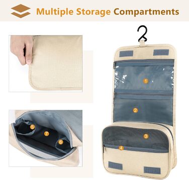 AiQInu Сумка для туалетних речей з гачком, дорожня косметичка-органайзер, унісекс, розкладний, для подорожей, блакитний (жовтий)