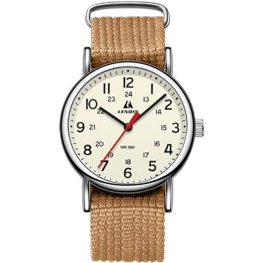 Годинник чоловічий LN LENQIN водостійкий військовий з комфортними ремінцями, спортивний (колір: коричневий, срібний, жовтий)