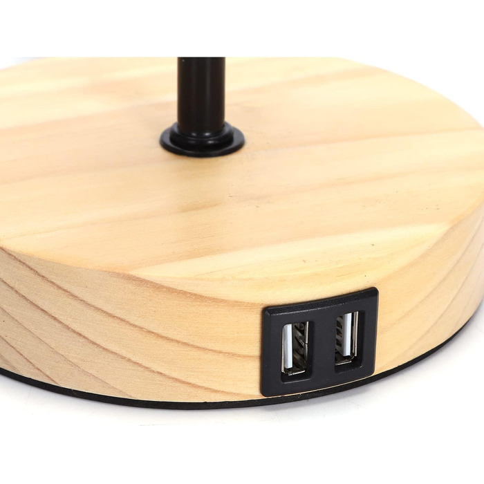 Настільна лампа Aigostar з 2 USB-портами, вимикач, металевий цоколь, сірий колір. Сучасна лампа для спальні, вітальні, дитячої кімнати та робочого столу.