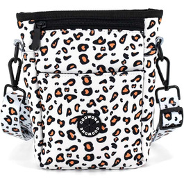 Сумка для ласощів для собак COOWONE Leckerlibeutel, з тримачем для відходів, на пояс, для прогулянок та тренувань, біла, леопардовий принт 2.0