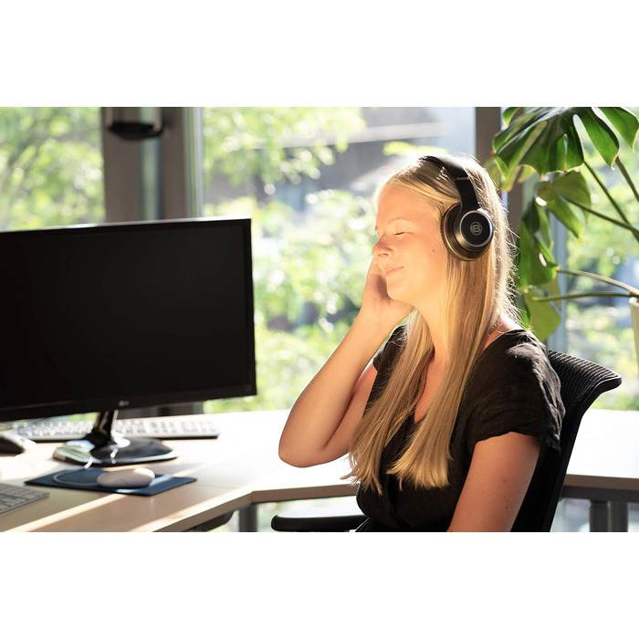 Навушники Bresser Bluetooth Over-Ear з мікрофоном для геймінгу та дзвінків, 3.5 мм, білий (чорний), до 8 годин роботи