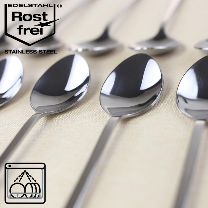 Набір з 12 ложок для напоїв з нержавіючої сталі COM-FOUR® - ложки для лате макіато, коктейлі, десерти (20-20.5 см)