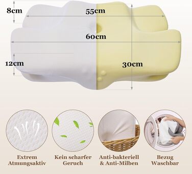Ортопедична подушка для шиї та плечей з ефектом пам'яті (Memory Foam) — Ергономічна анатомічна подушка для сну, що знімає напругу