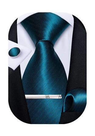 Набір краватка, нагрудна хустинка та запонки DiBanGu для весілля та офіційних заходів (синє)