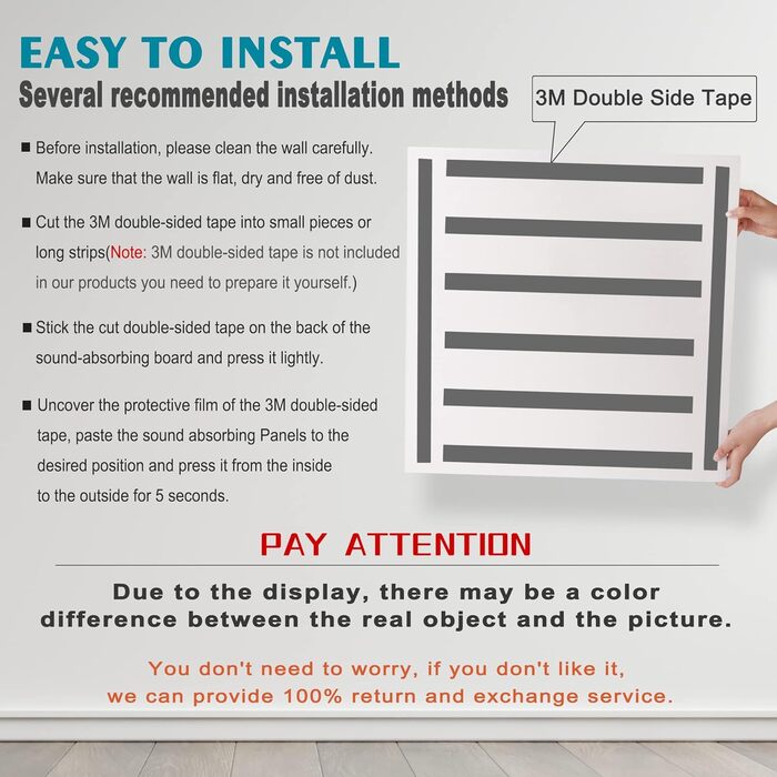 Набір акустичних панелей для стін (9 шт), 88.9 x 119.4 см, звукопоглинаючі декоративні панелі для студії звукозапису та шумоізоляції приміщень