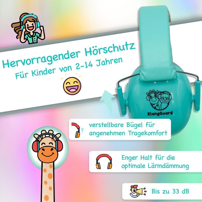 Навушники для дітей - захист від шуму, рожевий (м'ятно-зелений)