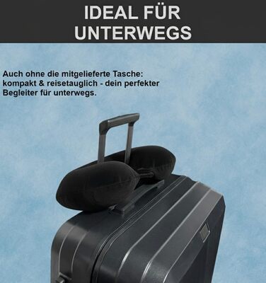 Подушка для шиї Essentials з піною з пам'яті (100%) - U-подібна, з м'яким велюровим чохлом - для подорожей, авто, літака, офісу та дому (Чорна)