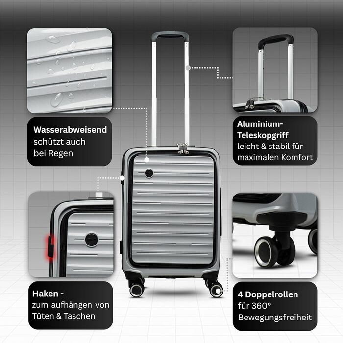 Великий валіза 100 літрів з TSA замком: валіза, ролер, валіза для подорожей, жорсткий корпус, сірий (SET)