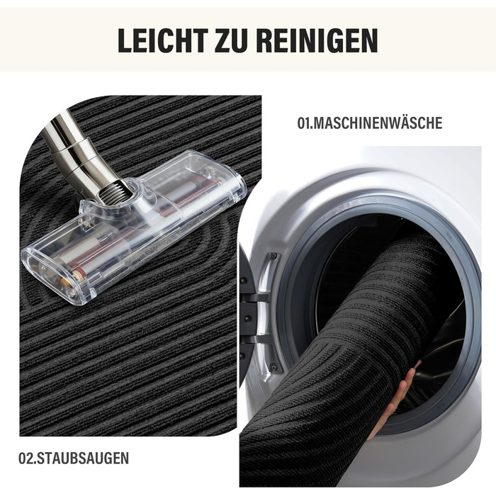 Привітальний килимок FEOMOS 60x90 см, протиковзний грязезахисний килим для входу, коридору, кухні та балкона, чорний, придатний для прання