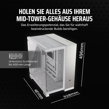 Корпус Corsair 6500X Mid-Tower ATX - Без вентиляторів, 2-камерний дизайн, сумісний з платами зворотного підключення, загартоване скло, білий/сірий