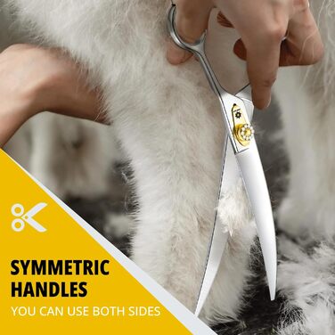 Професійна вигнута ножиця для грумінгу собак Dream Reach 8 дюймів, 440C нержавіюча сталь, ергономічна ручка, для собак та котів