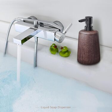 Дозатор для мила ручної роботи з темного дерева, пластиковий насос, елемент декору ванної кімнати, багаторазовий дозатор, пляшка для душу, неслизьке дно, довговічний та стильний