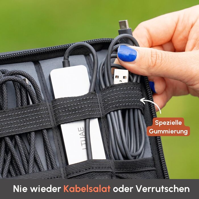 Органайзер для електроніки C-Rope M, дорожня сумка для кабелів і аксесуарів, портативний чохол для камери та гаджетів