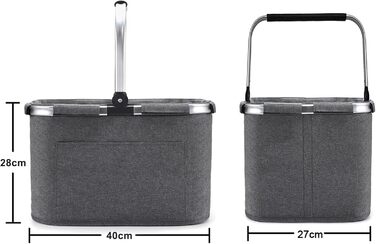 30L Family Shopping Bag Shopping Basket Foldable Carrying Basket Large Picnic Basket Folding Basket Travel Bag Practical Shopping Basket with Padded Handles - ideal for Travel/Picnic/Shopping/Gift