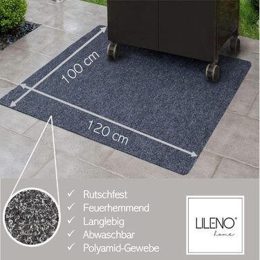 Захисний килимок для гриля та барбекю LILENO HOME 75x120 см, чорний, для газових і вугільних грилів, Steak House — підкладка для підлоги, ідеальна для сімейного грилювання