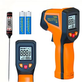 Інфрачервоний термометр, цифровий лазерний вимірювач температури -58°F~1112°F (-50°C～600°C) IR термопістолет (Не для людей). Ідеально підходить для приготування їжі, смаження, кухні, барбекю, м'яса, цукру, морозильної камери