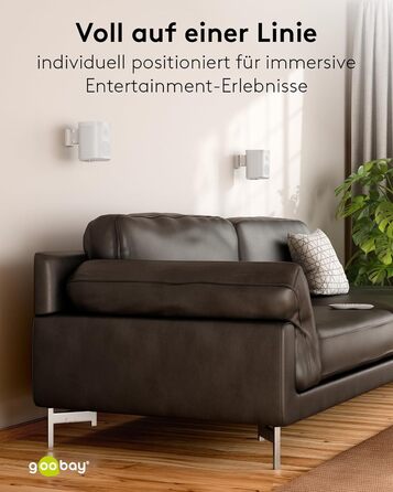 Настінний кронштейн-підставка для колонки Goobay Sonos One / One SL, білий, з кабель-менеджментом, висота 71 см, вантажопідйомність 3 кг