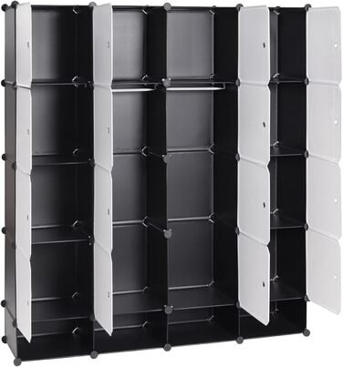 WOLTU Wardrobe/Cloakroom Cabinet with Shelf System/Bookcase/Shoe Rack with 2 Clothes Rails SR0090sw