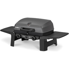 Enders Urban II Pro Gas Grill, Tabletop Grill, Grilling, Cooking, and Baking Function, 2 Stainless Steel Burners, with Grill Thermometer, Balcony & Camping Grill, Aluminum Die-Cast Housing, Cast Iron Grate, #2062