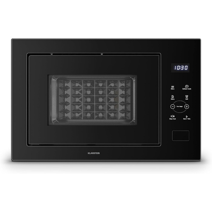Вбудована мікрохвильова піч Klarstein Velaire 60 см з грилем – 25L, 850W, 8 програм, сенсорне керування, нержавіюча сталь, таймер, білий (чорний)