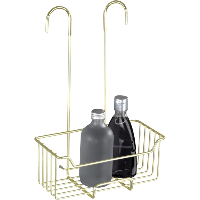WENKO Thermostat Shower Caddy Model Milo, Shower Shelf for Hanging on the Faucet, Shelf Made of Stainless Steel (Rustproof), 25 x 36 x 14 cm, Gold